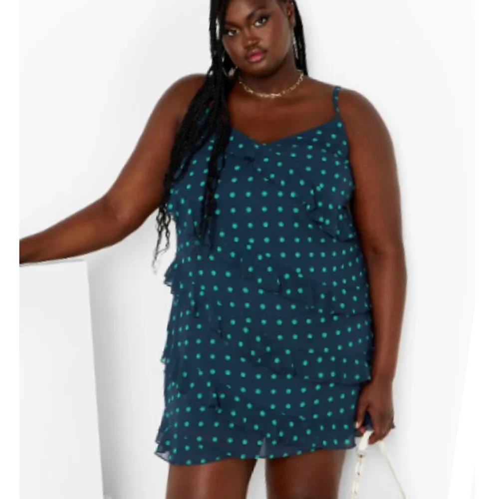 NWT City Chic Polka Dot Ruffle Mini Dress 20